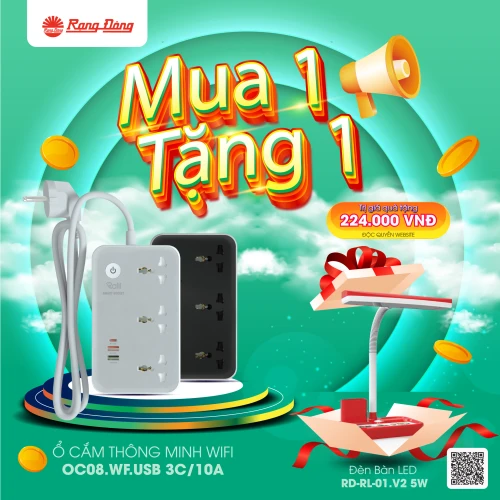 MUA Ổ CẮM THÔNG MINH WIFI OC08 TẶNG ĐÈN BÀN HỌC
